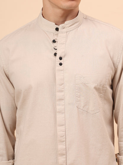 Casual Shirt for Men | Breathable & Soft with Color Fastness Regular Fit Spread Collar Neck Cotton Fabric Solid Pattern