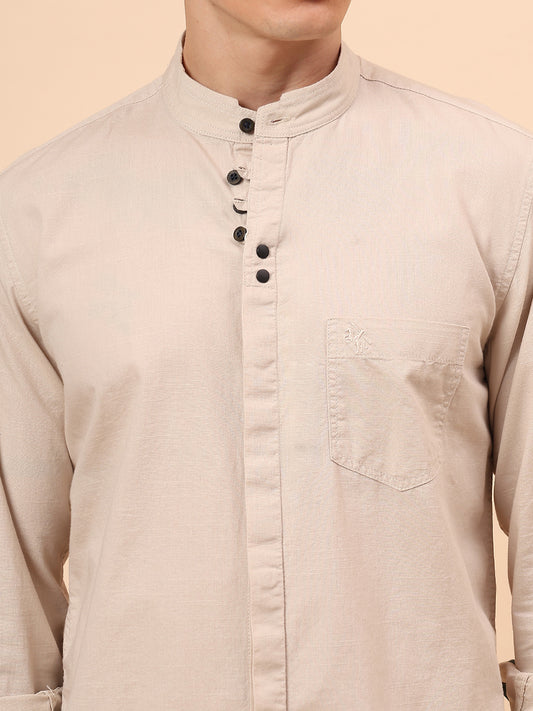 Casual Shirt for Men | Breathable & Soft with Color Fastness Regular Fit Spread Collar Neck Cotton Fabric Solid Pattern