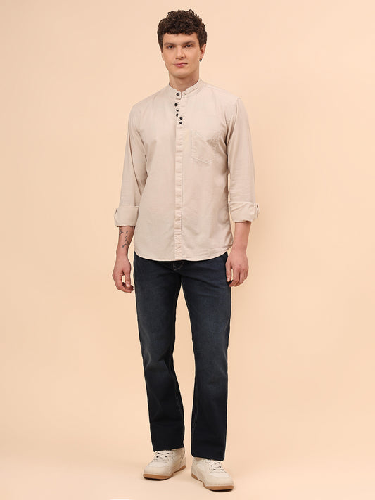 Casual Shirt for Men | Breathable & Soft with Color Fastness Regular Fit Spread Collar Neck Cotton Fabric Solid Pattern
