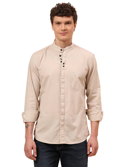 Casual Shirt for Men | Breathable & Soft with Color Fastness Regular Fit Spread Collar Neck Cotton Fabric Solid Pattern