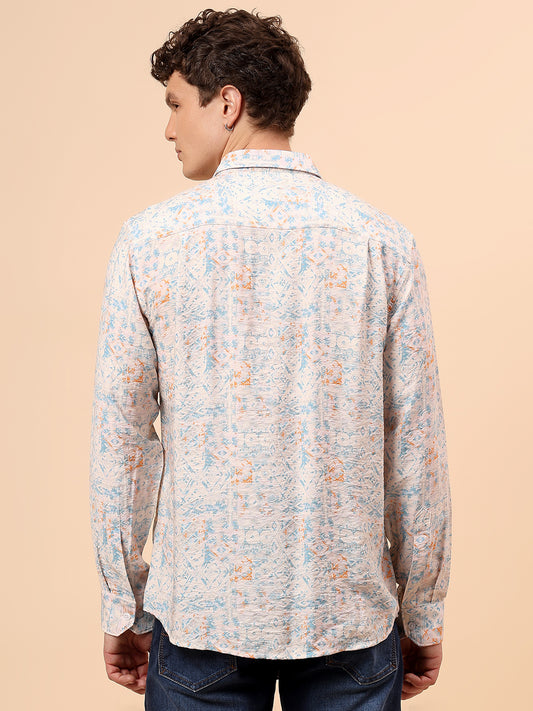 Casual Shirt for Men | Breathable & Soft with Color Fastness Regular Fit Spread Collar Neck Viscose Fabric Printed Pattern