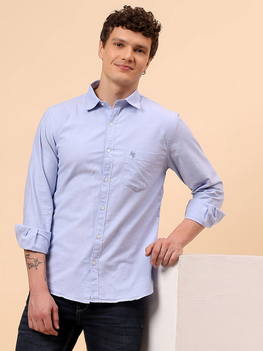 Casual Shirt for Men | Breathable & Soft with Color Fastness Regular Fit Spread Collar Neck Cotton Fabric Solid Pattern