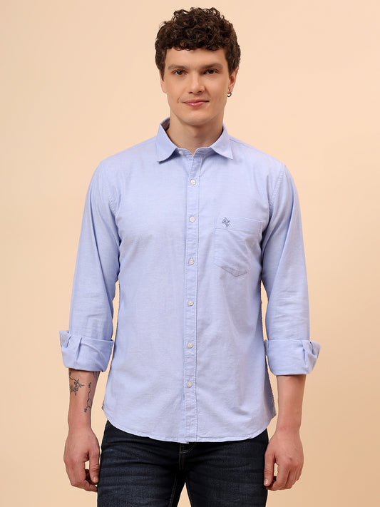 Casual Shirt for Men | Breathable & Soft with Color Fastness Regular Fit Spread Collar Neck Cotton Fabric Solid Pattern