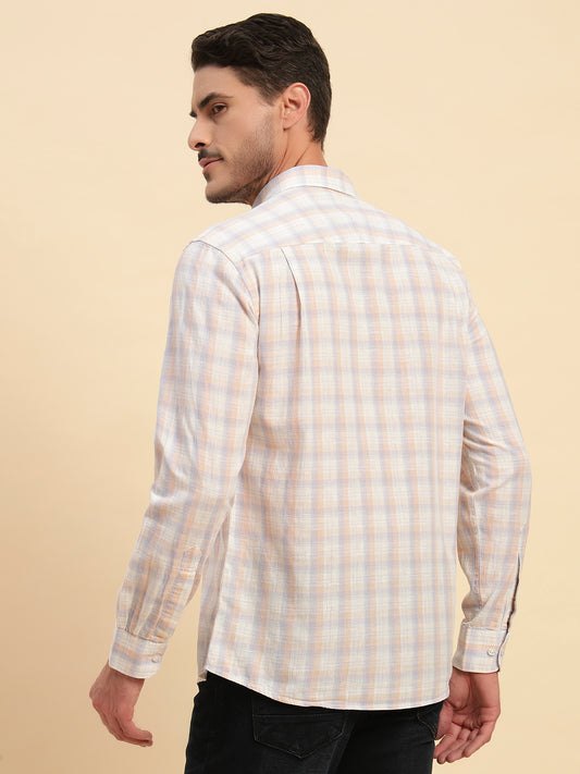 Casual Shirt for Men | Breathable & Soft with Color Fastness Regular Fit Spread Collar Neck Cotton Fabric Checkered Pattern