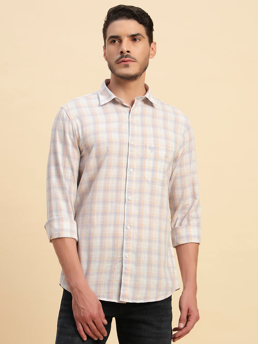 Casual Shirt for Men | Breathable & Soft with Color Fastness Regular Fit Spread Collar Neck Cotton Fabric Checkered Pattern