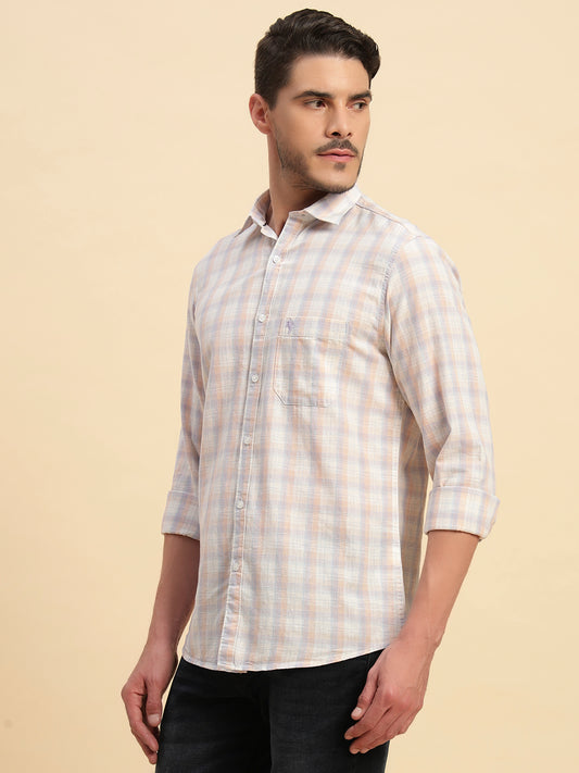 Casual Shirt for Men | Breathable & Soft with Color Fastness Regular Fit Spread Collar Neck Cotton Fabric Checkered Pattern