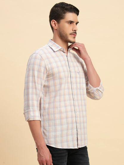Casual Shirt for Men | Breathable & Soft with Color Fastness Regular Fit Spread Collar Neck Cotton Fabric Checkered Pattern