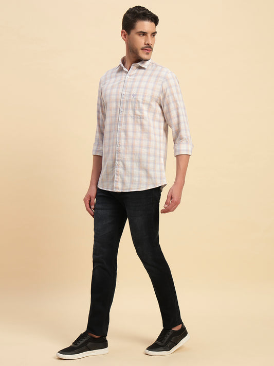Casual Shirt for Men | Breathable & Soft with Color Fastness Regular Fit Spread Collar Neck Cotton Fabric Checkered Pattern