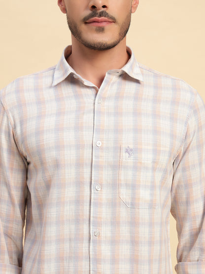 Casual Shirt for Men | Breathable & Soft with Color Fastness Regular Fit Spread Collar Neck Cotton Fabric Checkered Pattern