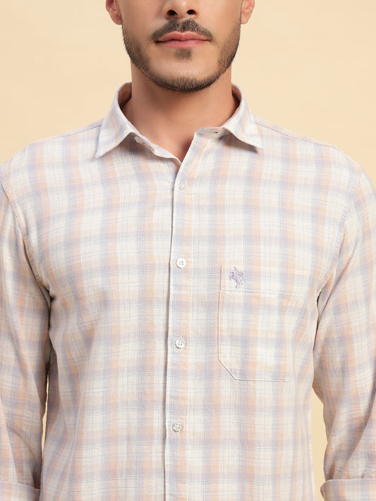 Casual Shirt for Men | Breathable & Soft with Color Fastness Regular Fit Spread Collar Neck Cotton Fabric Checkered Pattern