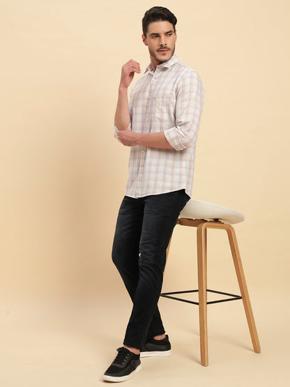 Casual Shirt for Men | Breathable & Soft with Color Fastness Regular Fit Spread Collar Neck Cotton Fabric Checkered Pattern