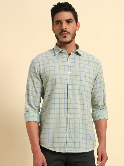 Casual Shirt for Men | Breathable & Soft with Color Fastness Regular Fit Spread Collar Neck Cotton Fabric Checkered Pattern