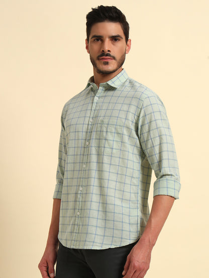 Casual Shirt for Men | Breathable & Soft with Color Fastness Regular Fit Spread Collar Neck Cotton Fabric Checkered Pattern