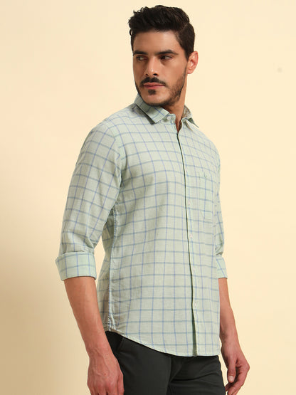 Casual Shirt for Men | Breathable & Soft with Color Fastness Regular Fit Spread Collar Neck Cotton Fabric Checkered Pattern