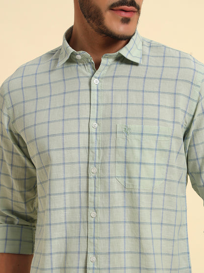 Casual Shirt for Men | Breathable & Soft with Color Fastness Regular Fit Spread Collar Neck Cotton Fabric Checkered Pattern