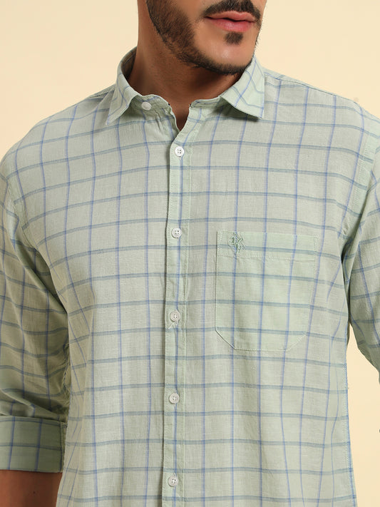 Casual Shirt for Men | Breathable & Soft with Color Fastness Regular Fit Spread Collar Neck Cotton Fabric Checkered Pattern