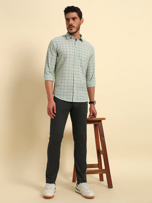 Casual Shirt for Men | Breathable & Soft with Color Fastness Regular Fit Spread Collar Neck Cotton Fabric Checkered Pattern