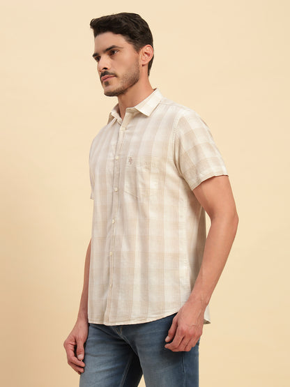 Casual Shirt for Men | Breathable & Soft with Color Fastness Regular Fit Spread Collar Neck Cotton Fabric Checkered Pattern