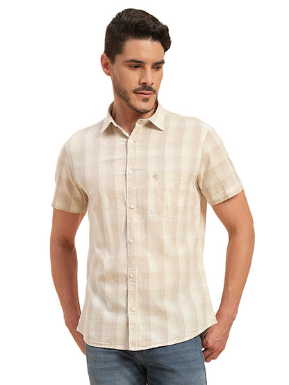Casual Shirt for Men | Breathable & Soft with Color Fastness Regular Fit Spread Collar Neck Cotton Fabric Checkered Pattern