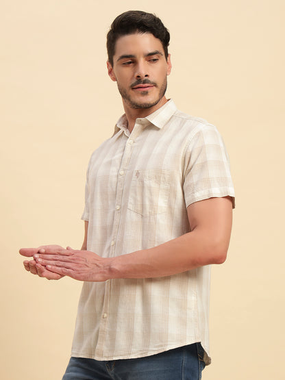 Casual Shirt for Men | Breathable & Soft with Color Fastness Regular Fit Spread Collar Neck Cotton Fabric Checkered Pattern