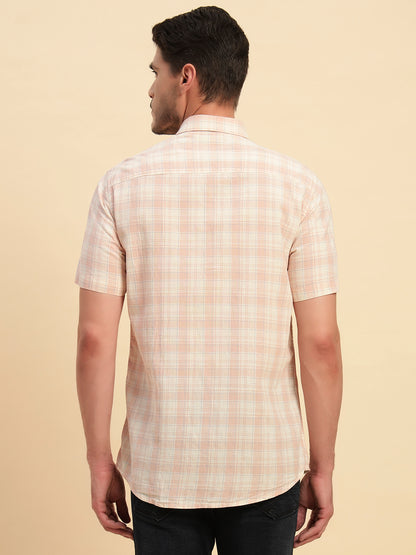 Casual Shirt for Men | Breathable & Soft with Color Fastness Regular Fit Spread Collar Neck Cotton Fabric Checkered Pattern