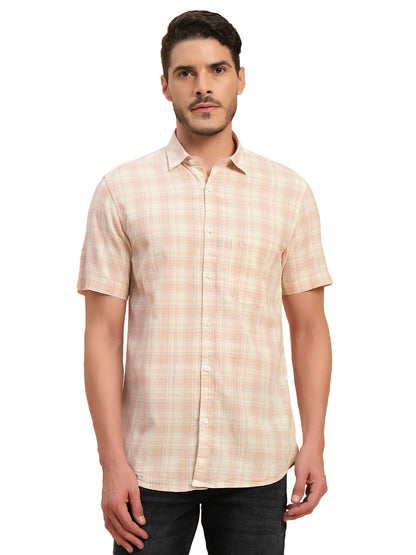 Casual Shirt for Men | Breathable & Soft with Color Fastness Regular Fit Spread Collar Neck Cotton Fabric Checkered Pattern