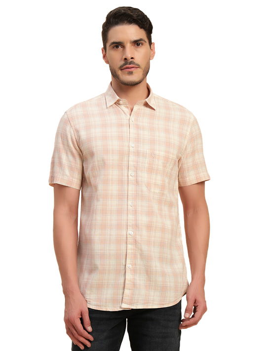 Casual Shirt for Men | Breathable & Soft with Color Fastness Regular Fit Spread Collar Neck Cotton Fabric Checkered Pattern