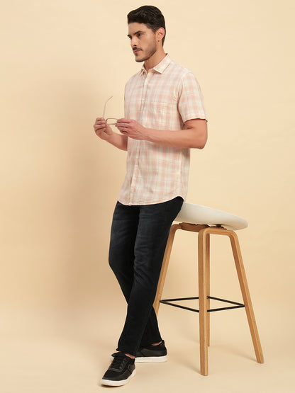 Casual Shirt for Men | Breathable & Soft with Color Fastness Regular Fit Spread Collar Neck Cotton Fabric Checkered Pattern