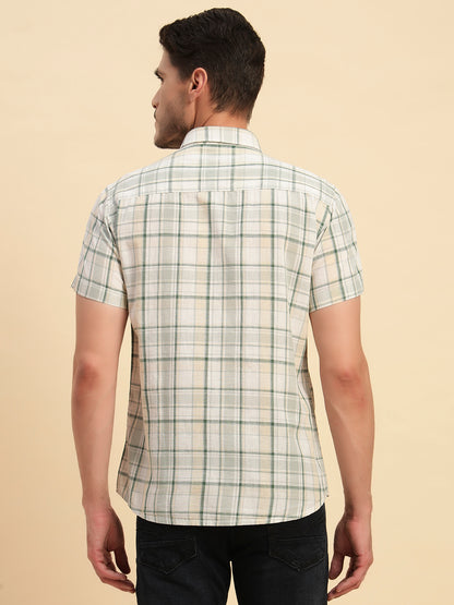 Casual Shirt for Men | Breathable & Soft with Color Fastness Regular Fit Spread Collar Neck Cotton Fabric Checkered Pattern