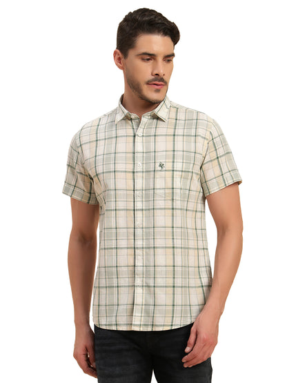 Casual Shirt for Men | Breathable & Soft with Color Fastness Regular Fit Spread Collar Neck Cotton Fabric Checkered Pattern