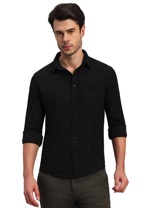 Casual Shirt for Men | Breathable & Soft with Color Fastness Regular Fit Spread Collar Neck Polyester Fabric Solid Pattern