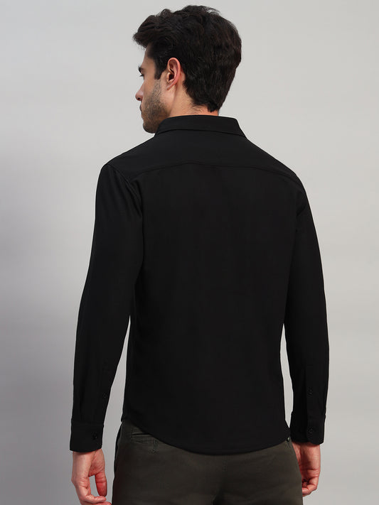 Casual Shirt for Men | Breathable & Soft with Color Fastness Regular Fit Spread Collar Neck Polyester Fabric Solid Pattern