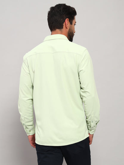 Casual Shirt for Men | Breathable & Soft with Color Fastness Regular Fit Spread Collar Neck Polyester Fabric Solid Pattern