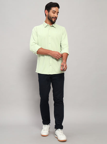 Casual Shirt for Men | Breathable & Soft with Color Fastness Regular Fit Spread Collar Neck Polyester Fabric Solid Pattern