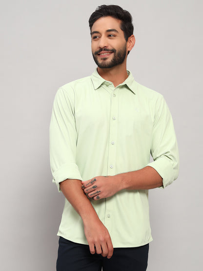 Casual Shirt for Men | Breathable & Soft with Color Fastness Regular Fit Spread Collar Neck Polyester Fabric Solid Pattern