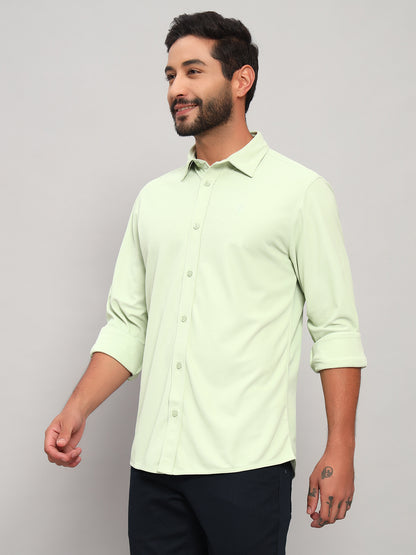 Casual Shirt for Men | Breathable & Soft with Color Fastness Regular Fit Spread Collar Neck Polyester Fabric Solid Pattern