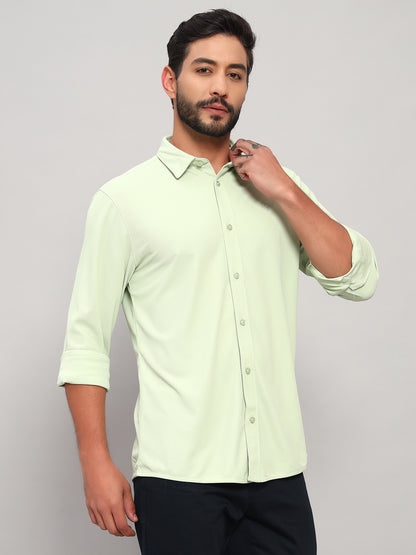 Casual Shirt for Men | Breathable & Soft with Color Fastness Regular Fit Spread Collar Neck Polyester Fabric Solid Pattern