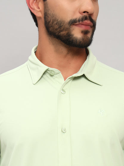 Casual Shirt for Men | Breathable & Soft with Color Fastness Regular Fit Spread Collar Neck Polyester Fabric Solid Pattern