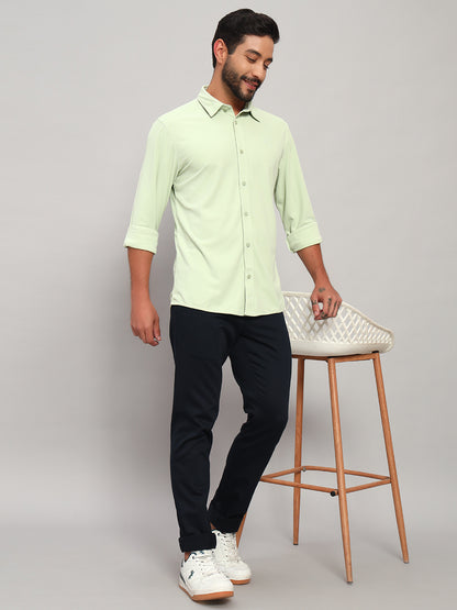 Casual Shirt for Men | Breathable & Soft with Color Fastness Regular Fit Spread Collar Neck Polyester Fabric Solid Pattern