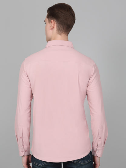 Casual Shirt for Men | Breathable & Soft with Color Fastness Regular Fit Spread Collar Neck Polyester Fabric Solid Pattern