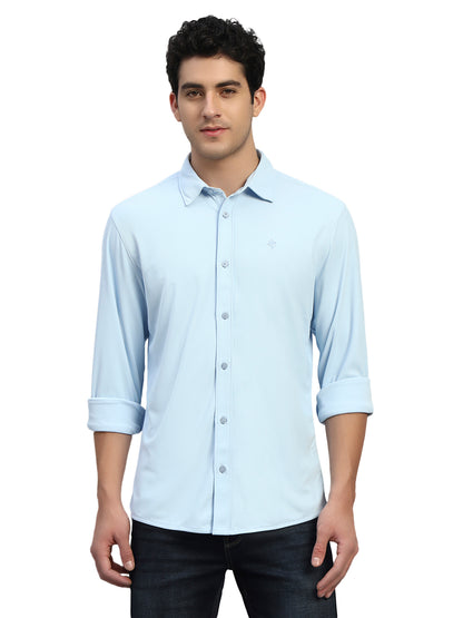 Casual Shirt for Men | Breathable & Soft with Color Fastness Regular Fit Spread Collar Neck Polyester Fabric Solid Pattern