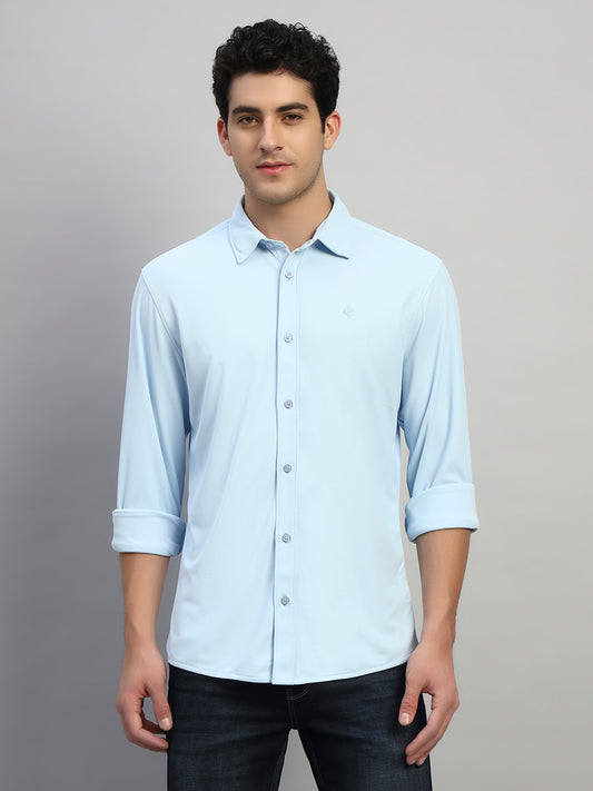 Casual Shirt for Men | Breathable & Soft with Color Fastness Regular Fit Spread Collar Neck Polyester Fabric Solid Pattern