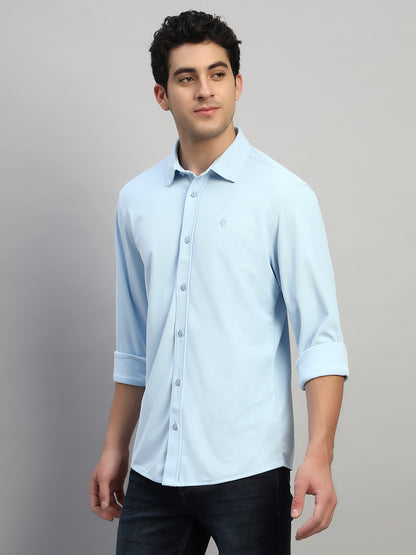 Casual Shirt for Men | Breathable & Soft with Color Fastness Regular Fit Spread Collar Neck Polyester Fabric Solid Pattern