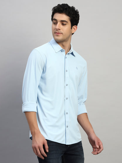Casual Shirt for Men | Breathable & Soft with Color Fastness Regular Fit Spread Collar Neck Polyester Fabric Solid Pattern