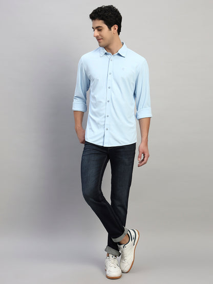 Casual Shirt for Men | Breathable & Soft with Color Fastness Regular Fit Spread Collar Neck Polyester Fabric Solid Pattern