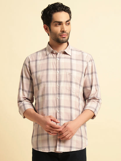 Casual Shirt for Men | Breathable & Soft with Color Fastness Regular Fit Spread Collar Neck Cotton Fabric Checkered Pattern