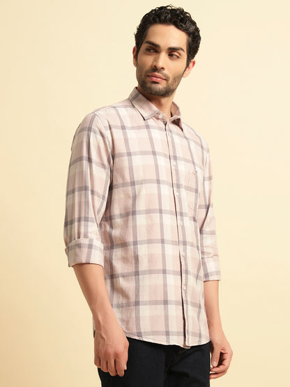 Casual Shirt for Men | Breathable & Soft with Color Fastness Regular Fit Spread Collar Neck Cotton Fabric Checkered Pattern