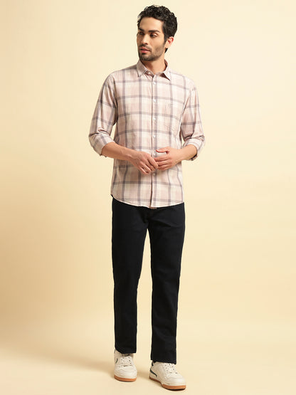 Casual Shirt for Men | Breathable & Soft with Color Fastness Regular Fit Spread Collar Neck Cotton Fabric Checkered Pattern