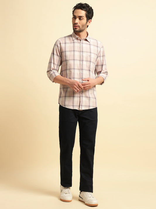 Casual Shirt for Men | Breathable & Soft with Color Fastness Regular Fit Spread Collar Neck Cotton Fabric Checkered Pattern