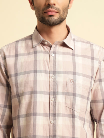 Casual Shirt for Men | Breathable & Soft with Color Fastness Regular Fit Spread Collar Neck Cotton Fabric Checkered Pattern